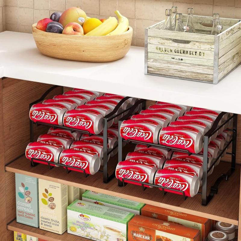 Soda Box Rack 4 Tiers Can Organizer Rack, 48 Cans Soda Can Dispenser Organizer For ...