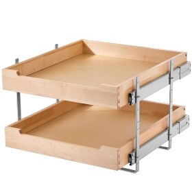 2 Tier Pull Out Cabinet Organizer, 20"W x 21"D Cabinet Drawer, Soft Close Slide out Shelf, Heavy-Duty Sliding Wood Drawer