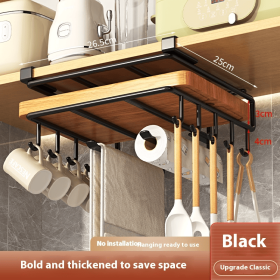 Storage Mug Hooks Rack Under Cabinet Each with Fixed Sticker, 6 Hooks Cup Holder Hanger, Ties Belts Scarf Hanging Hook Rack