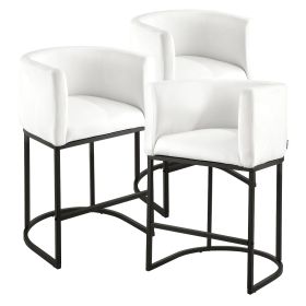 Bar Stool Set of 3, 25 inch Counter Height Stools, Counter Barstool with Backrest, Arm, Metal Frame, and Footrest, Accent Fabric Bar Chair