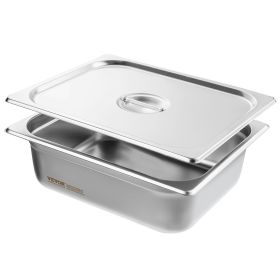8 Pack Hotel Pans, 1/2 Size Anti-Jam Steam Pan with Lid, 0.8mm Thick Stainless Steel Steam Table Pan, 4-Inch Deep Commercial Table Pan
