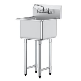 Stainless Steel Prep & Utility Sink, 1 Compartment Free Standing Small Sink Include Faucet & legs, 18"x41" Commercial Single Bowl Sinks for Garag