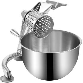 Rotary Cheese Grater, Zinc Alloy Rotary Vegetable Mandoline, Manual Cheese Mandoline with 5 Stainless Steel Cutting Cones