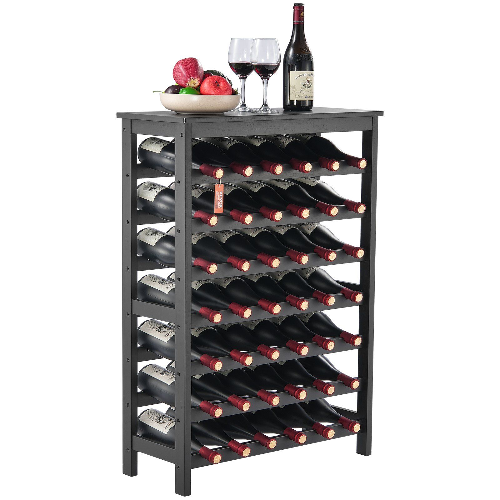 42 Bottle Modular Wine Rack, 7-Tier Solid Bamboo Wood Storage Racks ...