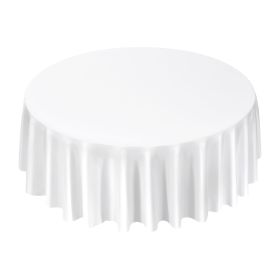 White Round Tablecloths 2 Pack, 120 Inches in Diameter, Stain- & Wrinkle- Resistant, Machine Washable Table Clothes