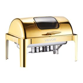 Roll Top Chafing Dish Buffet Complete Set, 9Qt Stainless Steel Chafer with Full Size Pan