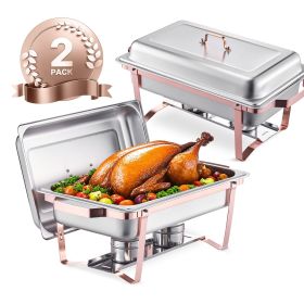 Chafing Dish Buffet Set, 8 Qt 2 Pack, Stainless Steel Chafer with 2 Full Size Pans